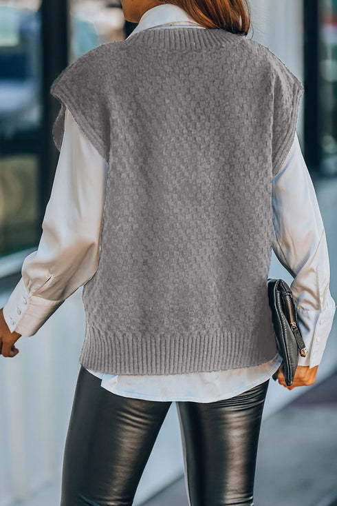 V-Neck Twist Knitted Vest Sweater